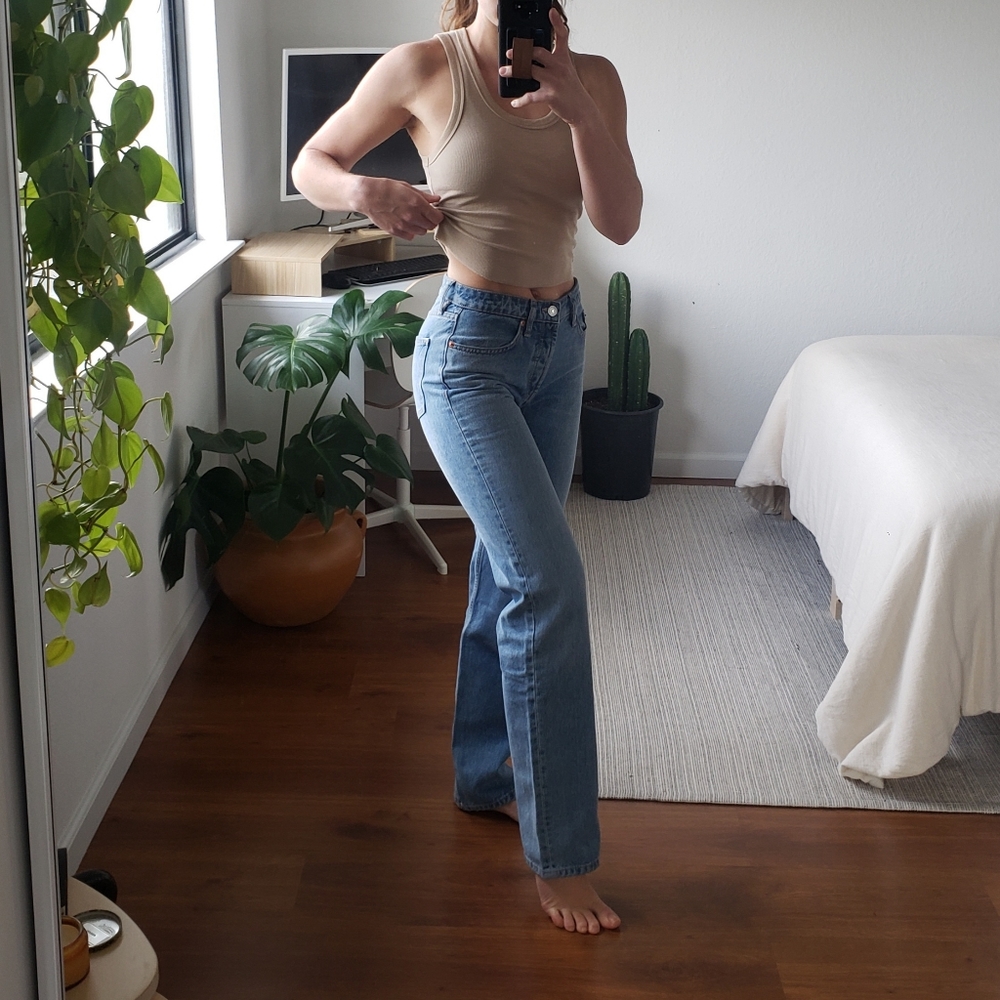 Zara Mid-Rise, Straight Leg Jeans
